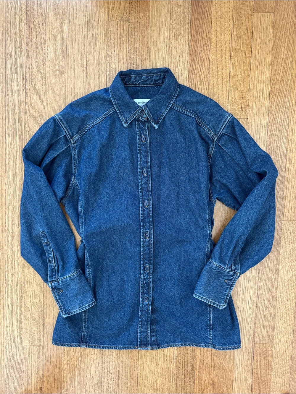& Other Stories Denim Button-Up Shirt w tie waist detail